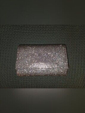 Glitter Crystal Evening Clutch - Silver